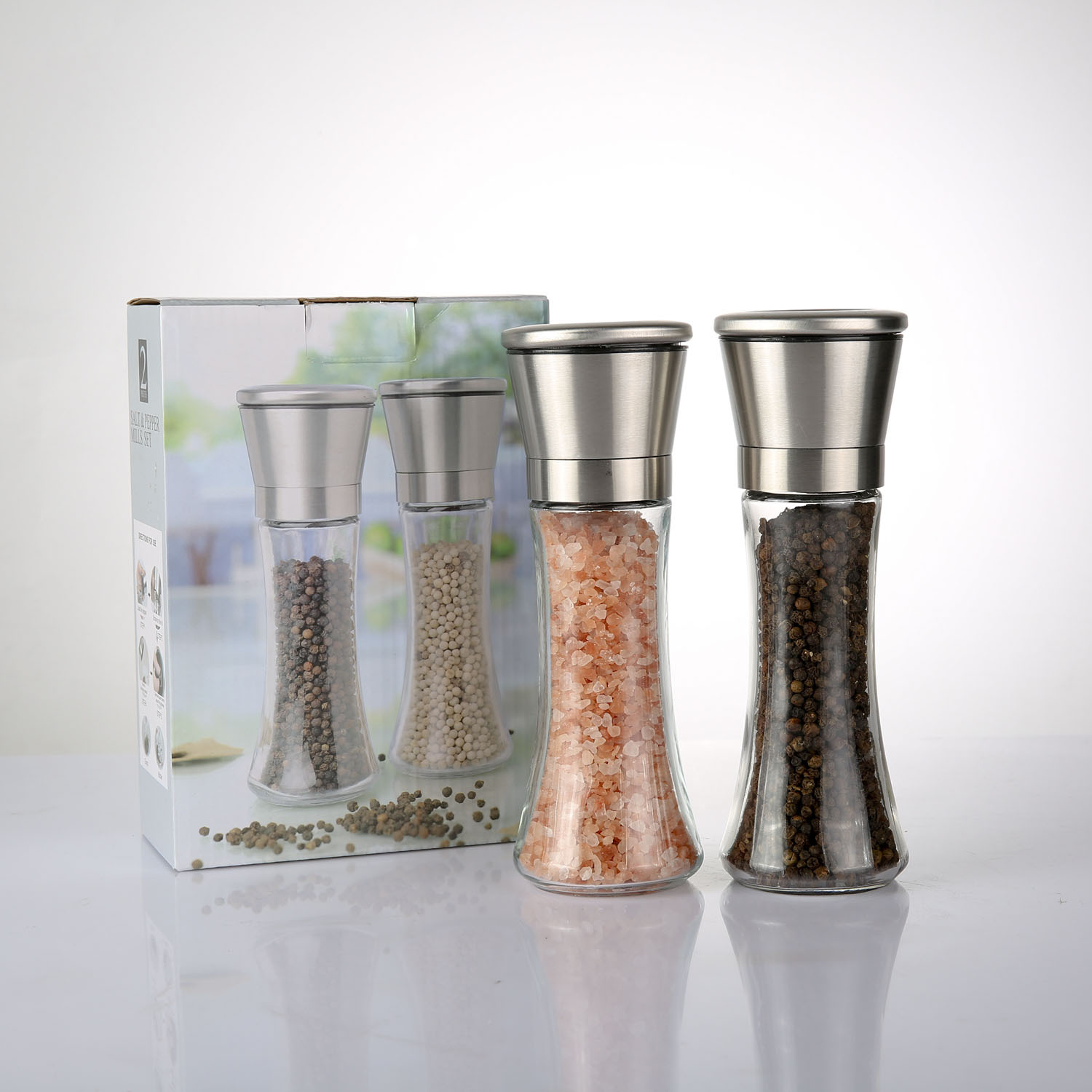 304 Stainless Steel Pepper Grinder glass jar supplier