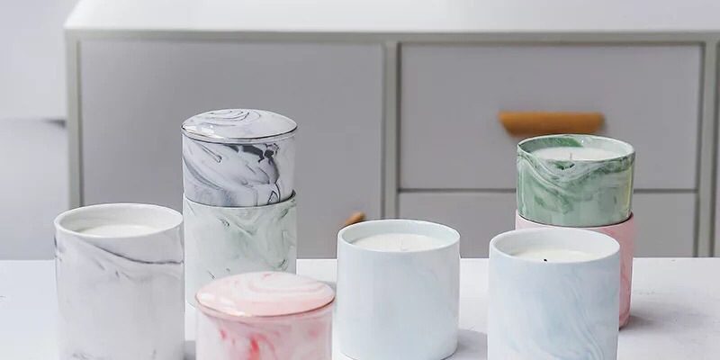 Nordic Ins marble Pattern Ceramic Candle Jar (5)