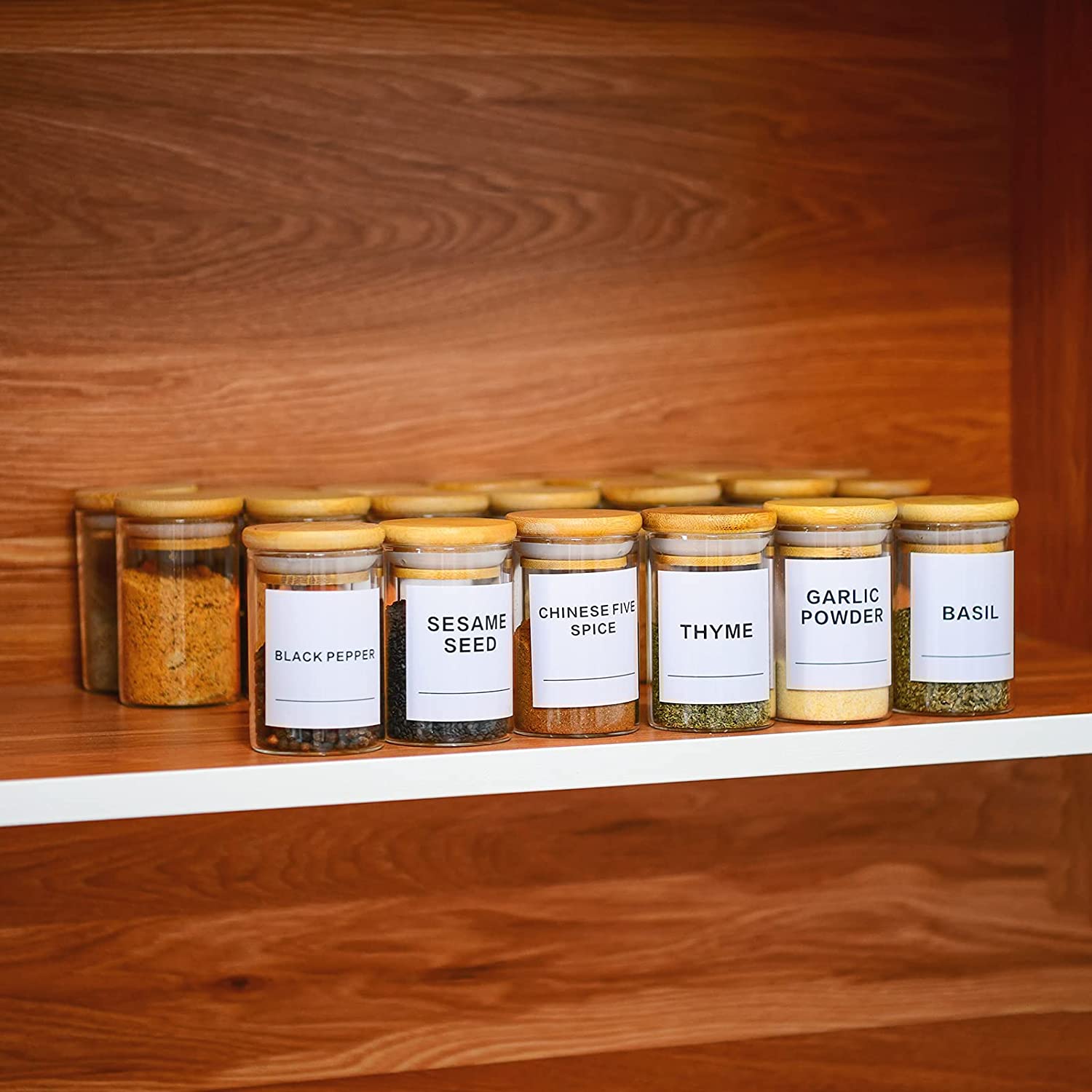 Glass Spice Jar With Bamboo Seal Lid glass jar supplier