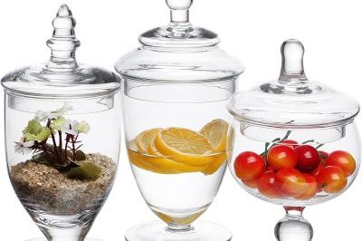 Small Clear Glass Apothecary Candy Storage Jars (2)