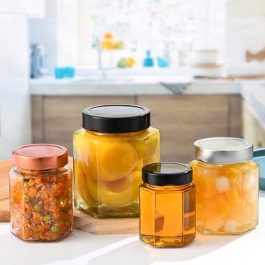Transparent glass jam jars for wholesale food storage