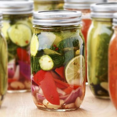 Transparent pickle jars for bulk kitchen food storage