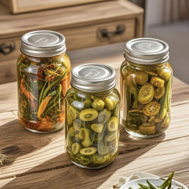 Transparent pickle jars for bulk kitchen food storage