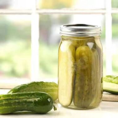 Transparent pickle jars for bulk kitchen food storage
