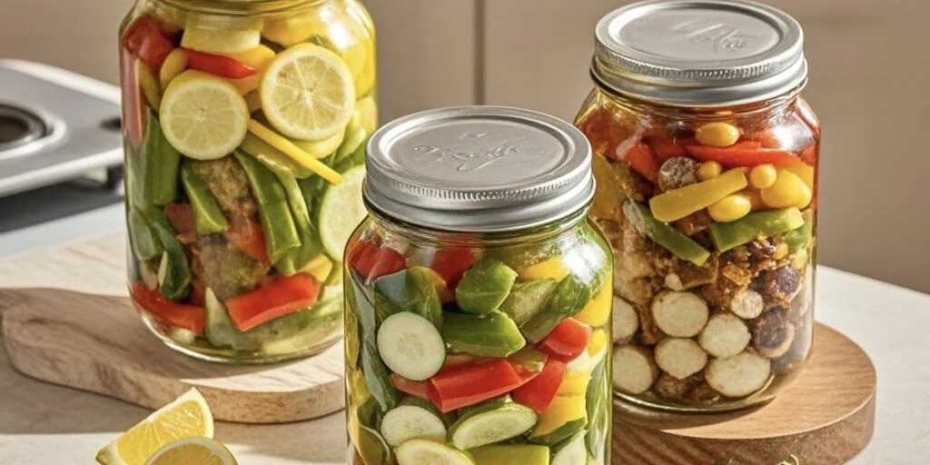 Transparent pickle jars for bulk kitchen food storage