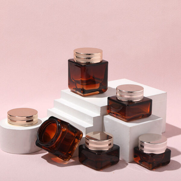 Luxury portable eye cream custom glass cosmetic jars