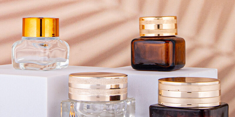 Custom luxury glass cosmetic jars for eye cream packaging (6) Luxury portable eye cream custom glass cosmetic jars