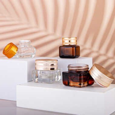 Luxury portable eye cream custom glass cosmetic jars