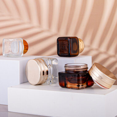 Luxury portable eye cream custom glass cosmetic jars
