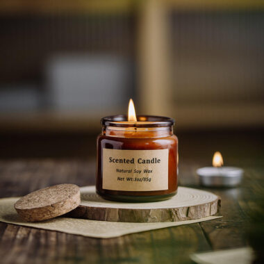 Luxury amber glass candle jars with premium finish