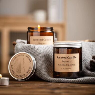 Luxury amber glass candle jars with premium finish