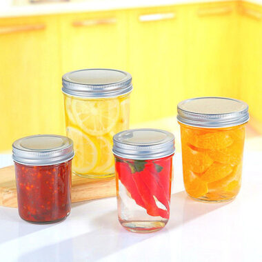 Transparent glass jam jars in different sizes for bulk orders