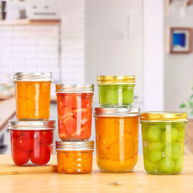 Transparent glass jam jars in different sizes for bulk orders