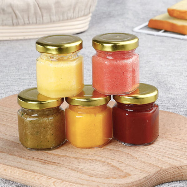 Transparent food jam jars with airtight lids