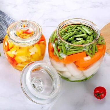Wide-mouth kitchen glass pickle jars from factory