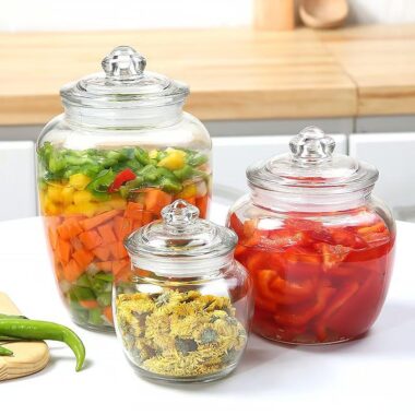 Wide-mouth kitchen glass pickle jars from factory