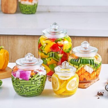 Wide-mouth kitchen glass pickle jars from factory