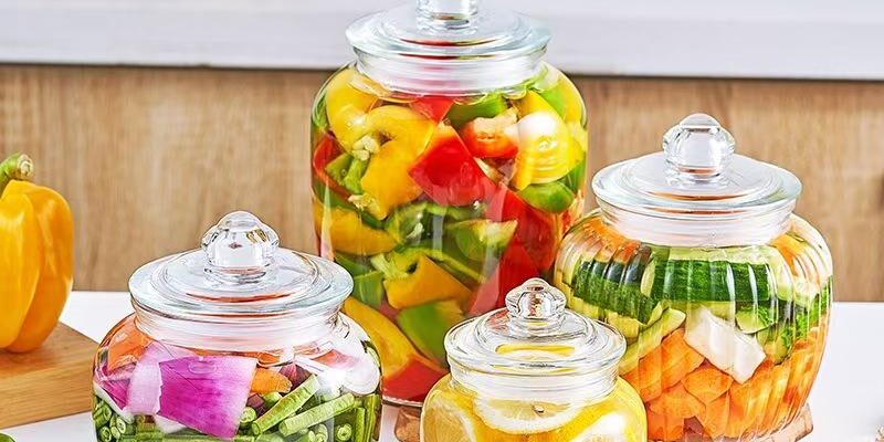 Wide-mouth kitchen glass pickle jars from factory