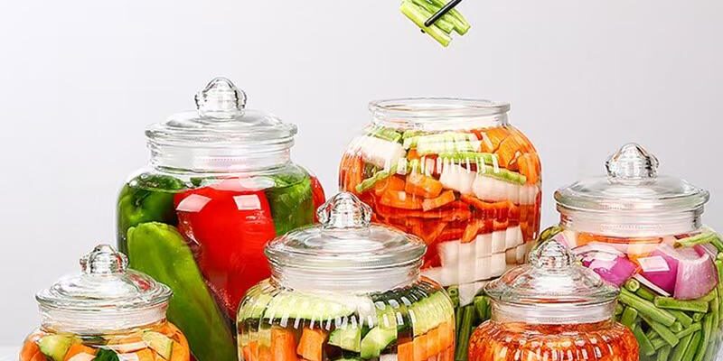 Wide-mouth kitchen glass pickle jars from factory