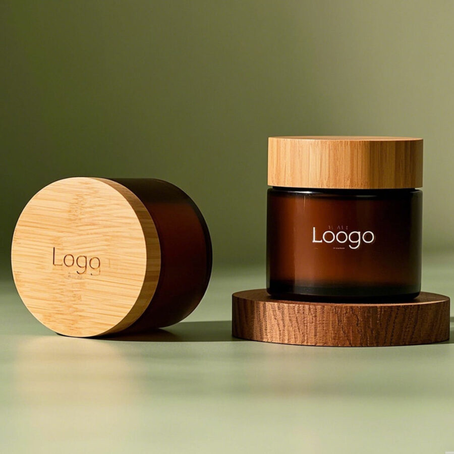 Amber transparent glass cosmetic jars for skincare packaging