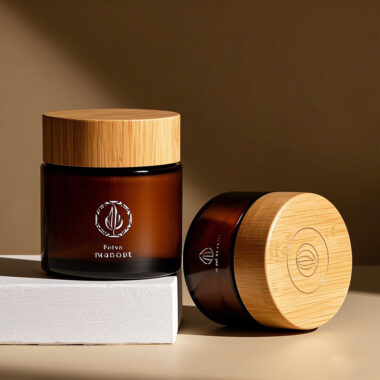 Amber transparent glass cosmetic jars for skincare packaging