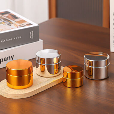 Electroplated gold and silver luxury glass cosmetic jars bulk