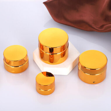 Electroplated gold and silver luxury glass cosmetic jars bulk