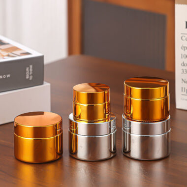 Electroplated gold and silver luxury glass cosmetic jars bulk