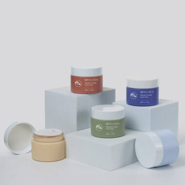 Custom color round cream glass cosmetic jars manufacturer