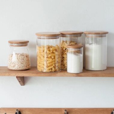 Eco-friendly airtight food storage jars with bamboo lids