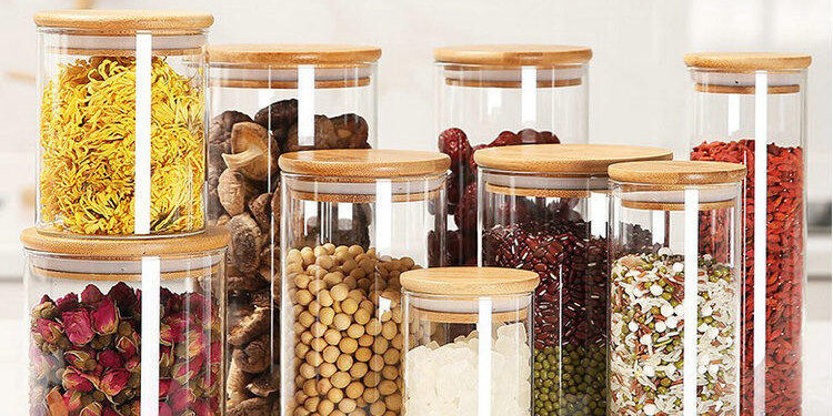 Eco-friendly airtight food storage jars with bamboo lids