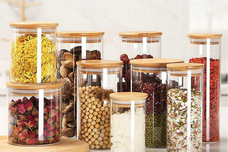 Premium airtight food storage jars with bamboo lid (3) Eco-friendly airtight food storage jars with bamboo lids