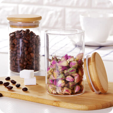 Eco-friendly airtight food storage jars with bamboo lids