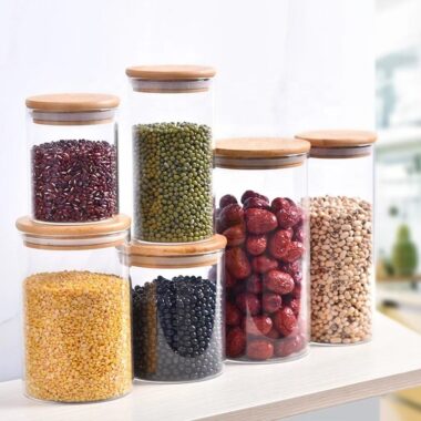 Eco-friendly airtight food storage jars with bamboo lids