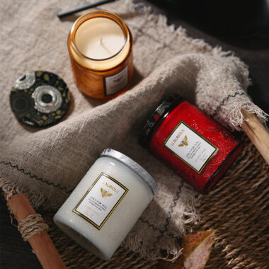 Luxury multicolor decorative candle jars with elegant finishes