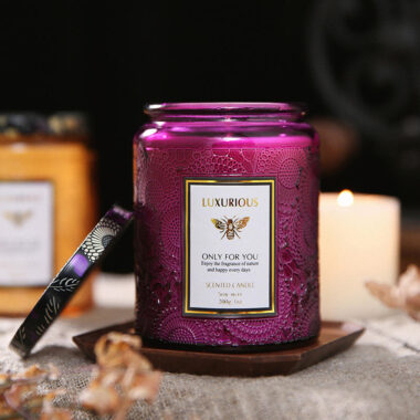 Luxury multicolor decorative candle jars with elegant finishes