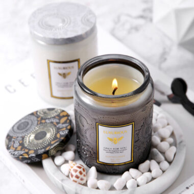 Luxury multicolor decorative candle jars with elegant finishes