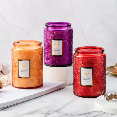 Luxury multicolor decorative candle jars with elegant finishes