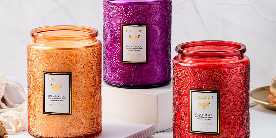 Luxury multicolor decorative candle jars with elegant finishes