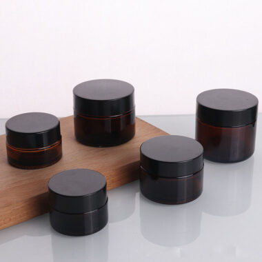 Luxury frosted amber cream glass cosmetic jars wholesale