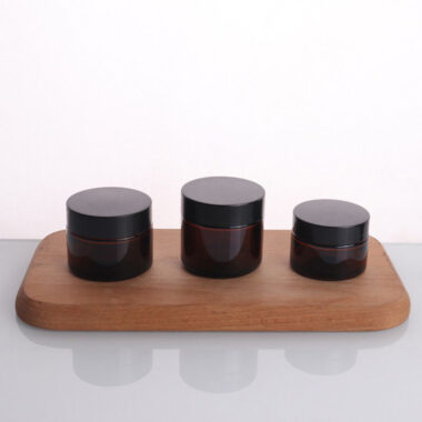 Luxury frosted amber cream glass cosmetic jars wholesale