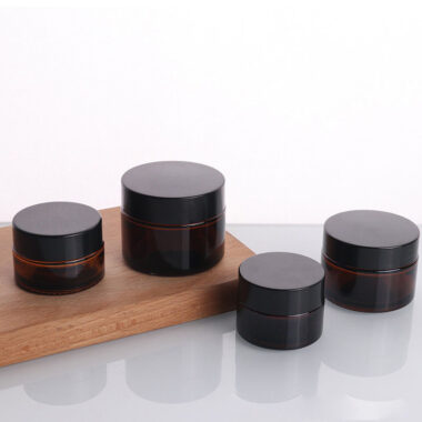 Luxury frosted amber cream glass cosmetic jars wholesale