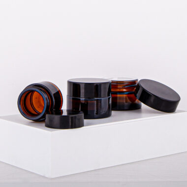 Luxury frosted amber cream glass cosmetic jars wholesale