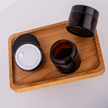 Luxury frosted amber cream glass cosmetic jars wholesale