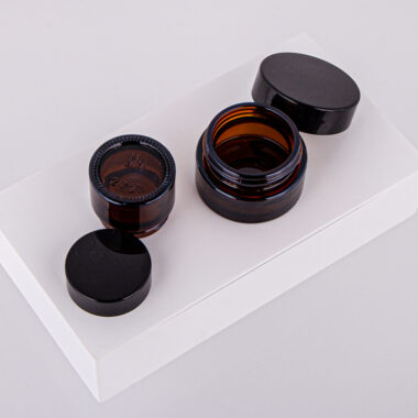 Luxury frosted amber cream glass cosmetic jars wholesale
