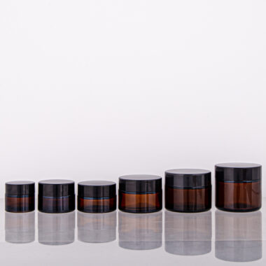 Luxury frosted amber cream glass cosmetic jars wholesale