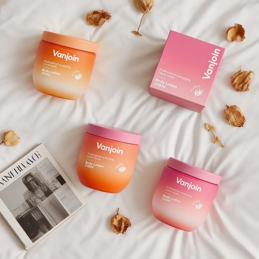 New design frosted glass cosmetic jars for luxury creams supplier