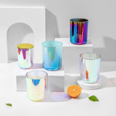 Luxury holographic rainbow candle jars bulk supply