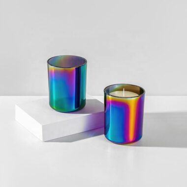 Luxury holographic rainbow candle jars bulk supply