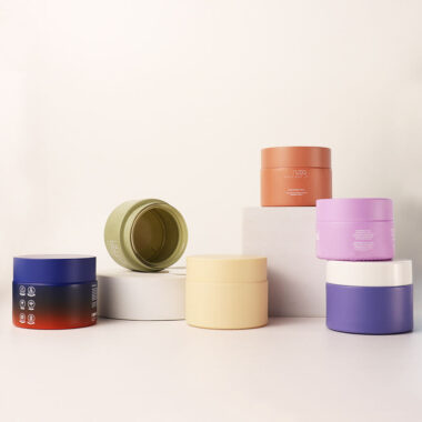 Luxury colored round glass cosmetic jars supplier
